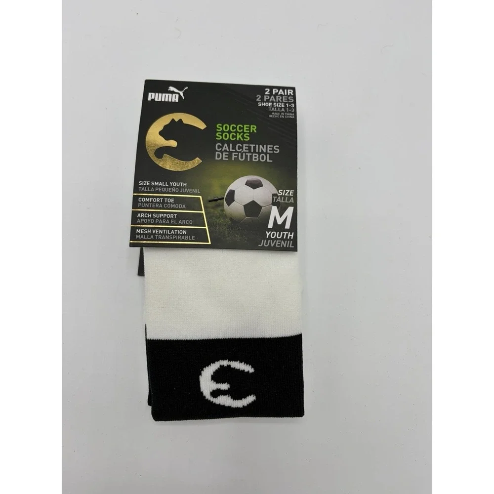 ProCat Puma Youth Medium Shoe Size 1-3 Black White Soccer Socks SINGLE PAIR  NEW